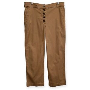 Loft Twill Button Front Straight Leg Pants